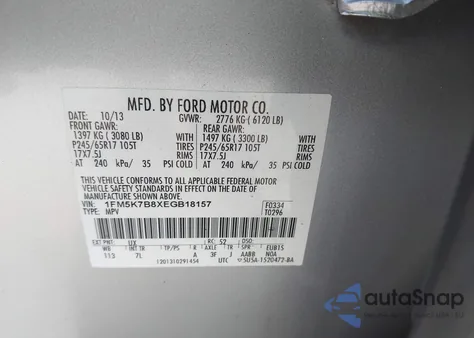 2014 Ford Explorer from USA, damaged, VIN 1FM5K7B8XEGB18157